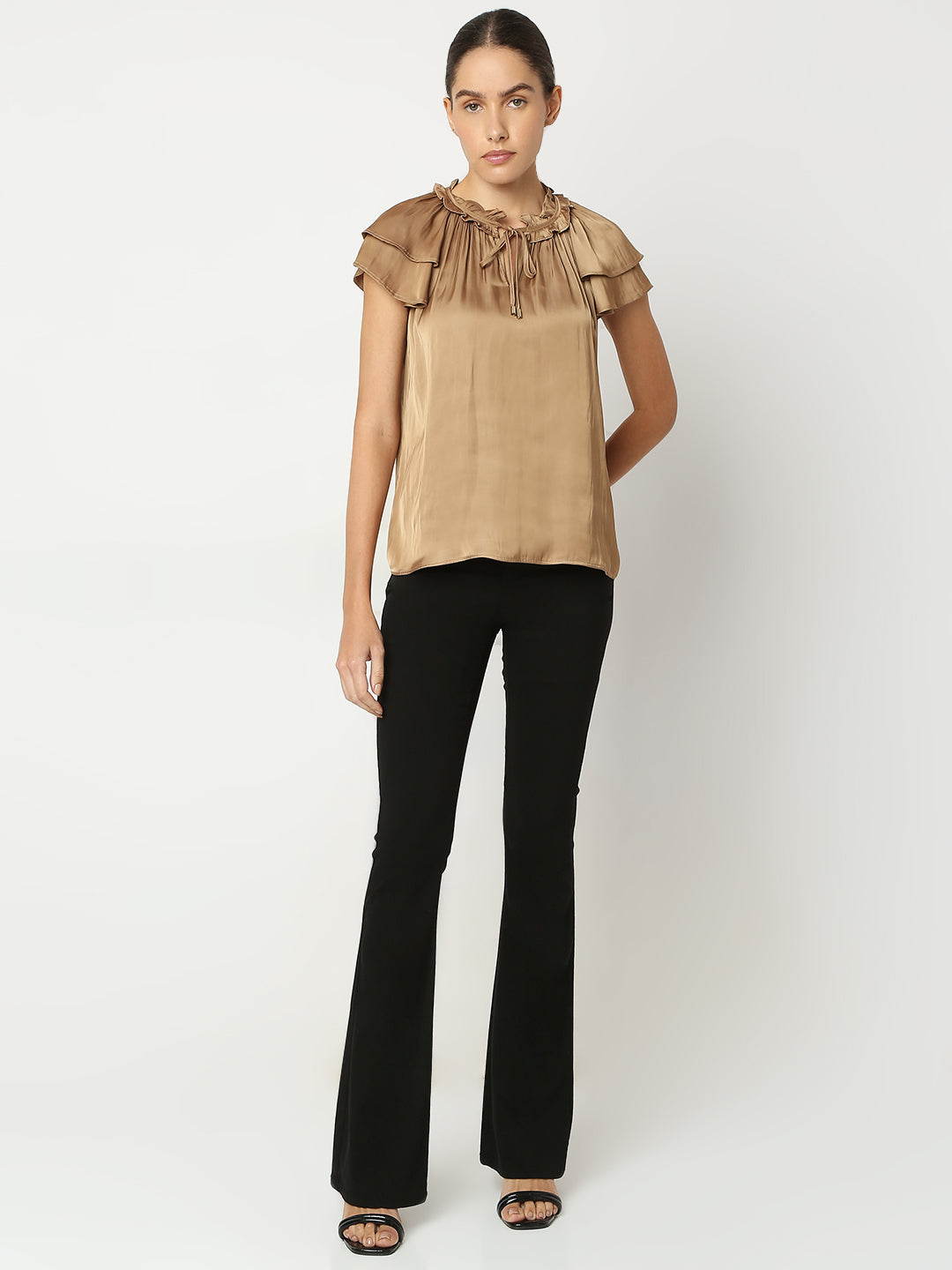 Tan Tie-Up Detail Top