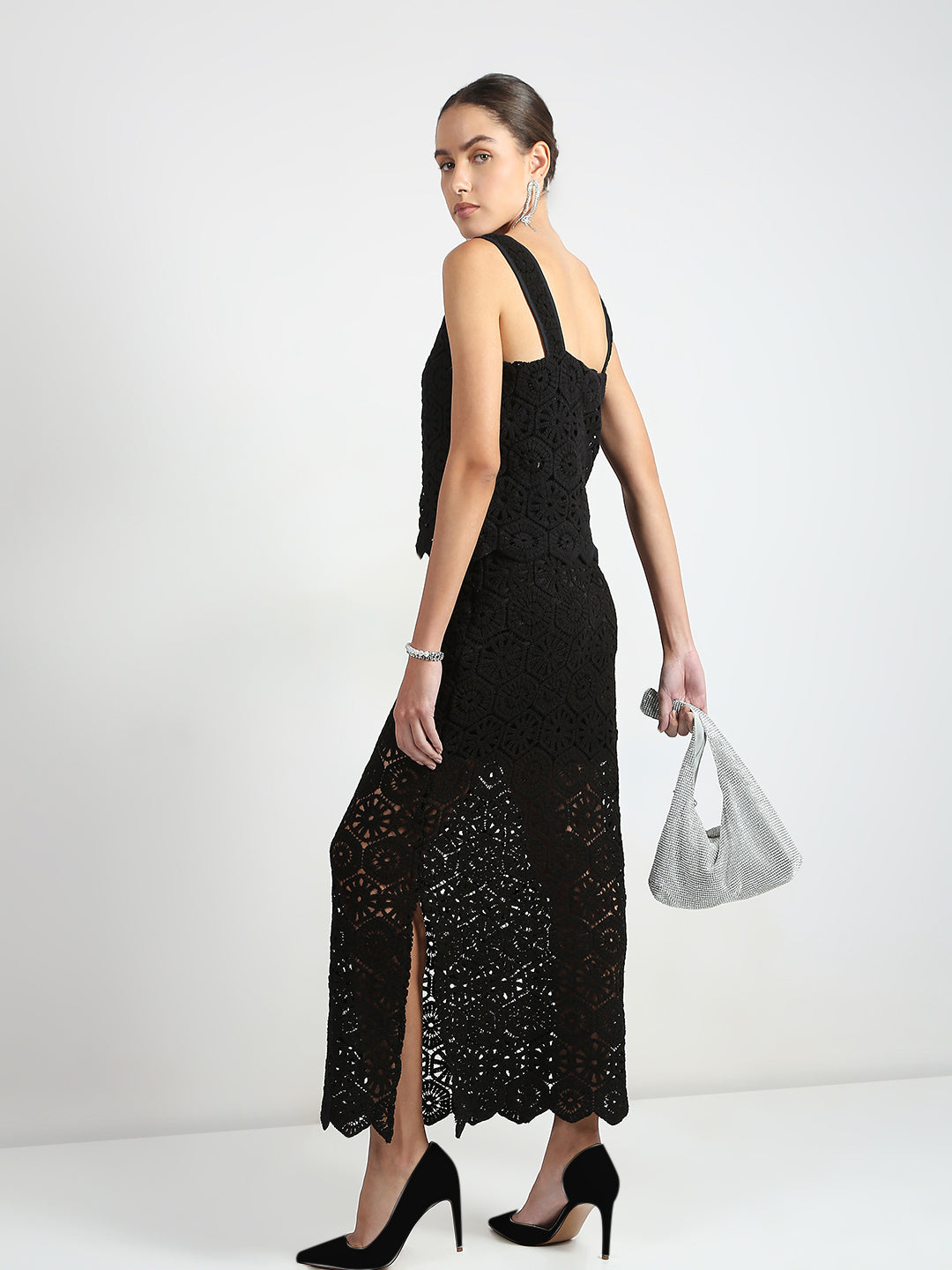 Black Crochet Lace Skirt