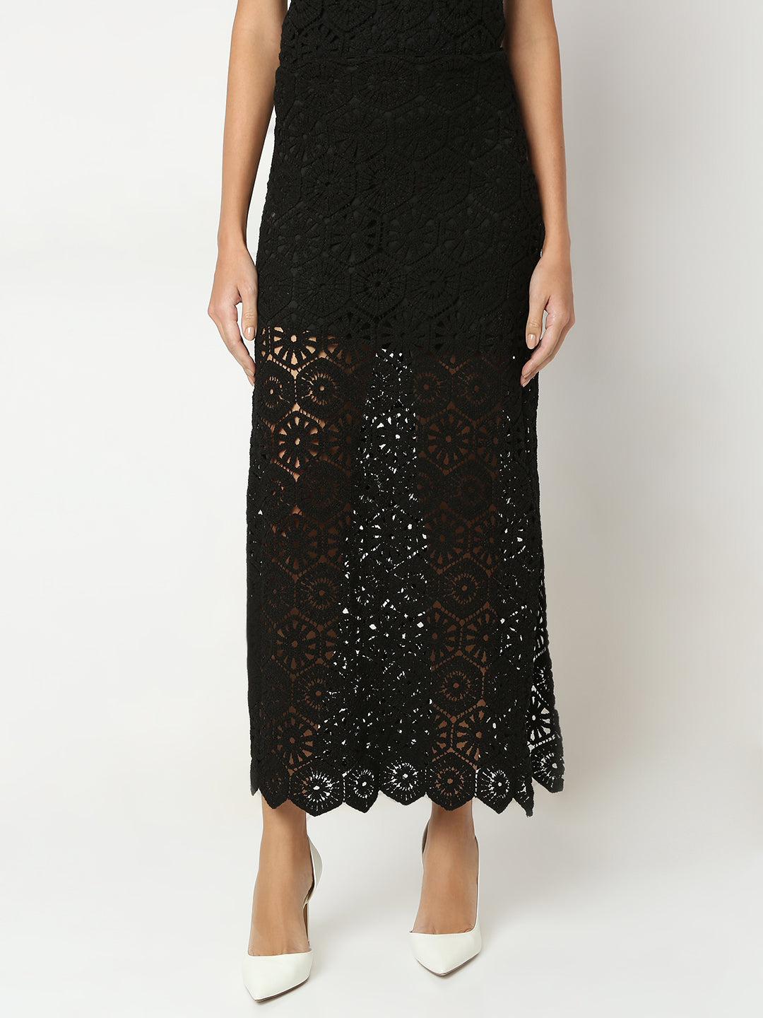 Black Crochet Lace Skirt