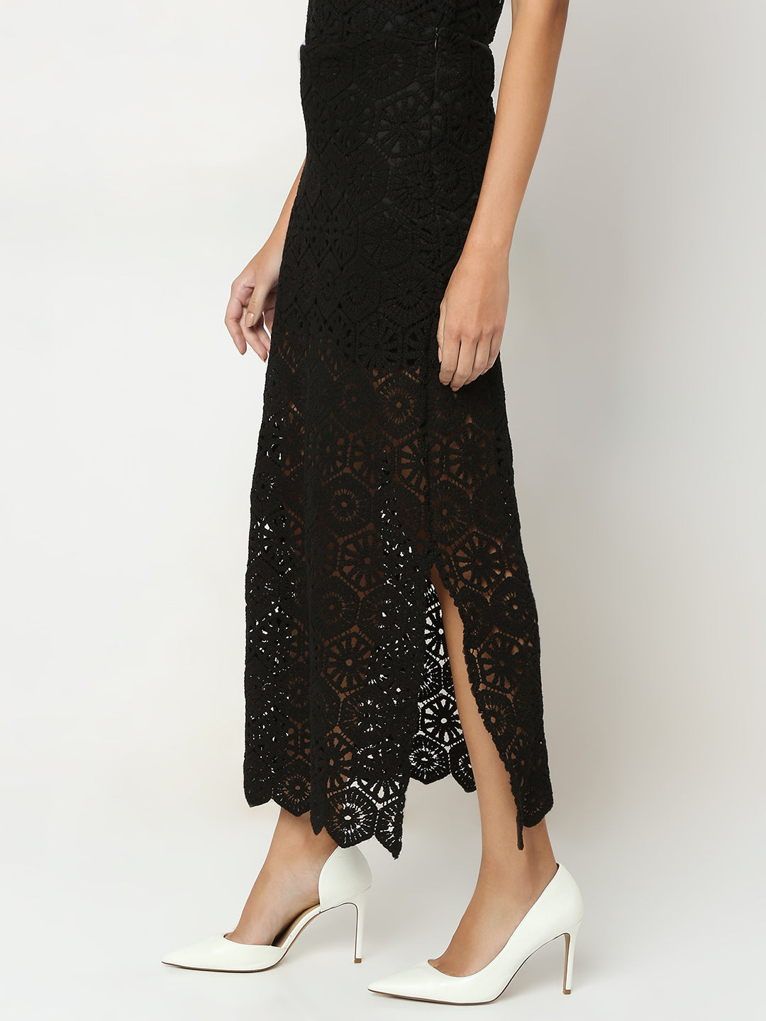 Black Crochet Lace Skirt