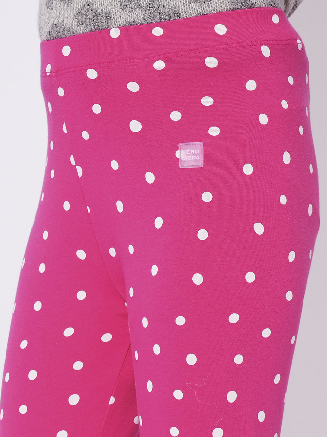 Girls Pink Polka Dot Leggings