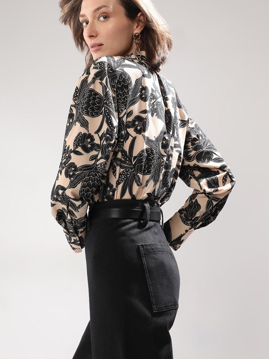 Beige Printed Shirt