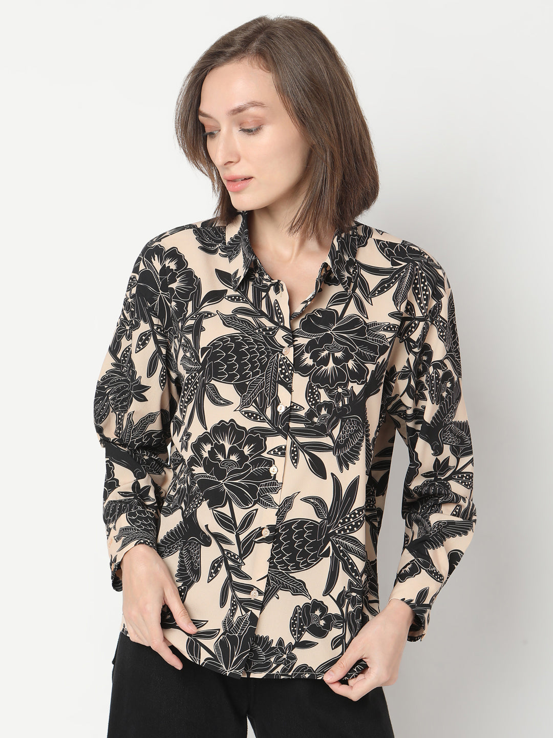 Beige Printed Shirt