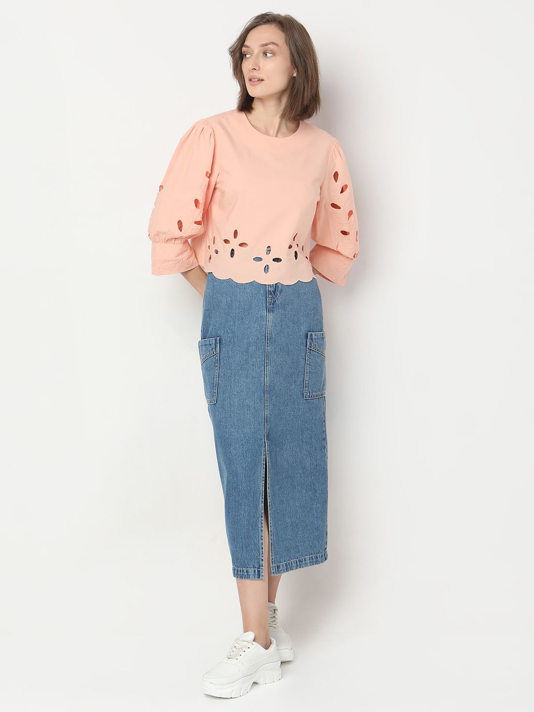 Pink Cut-Work Detail Top