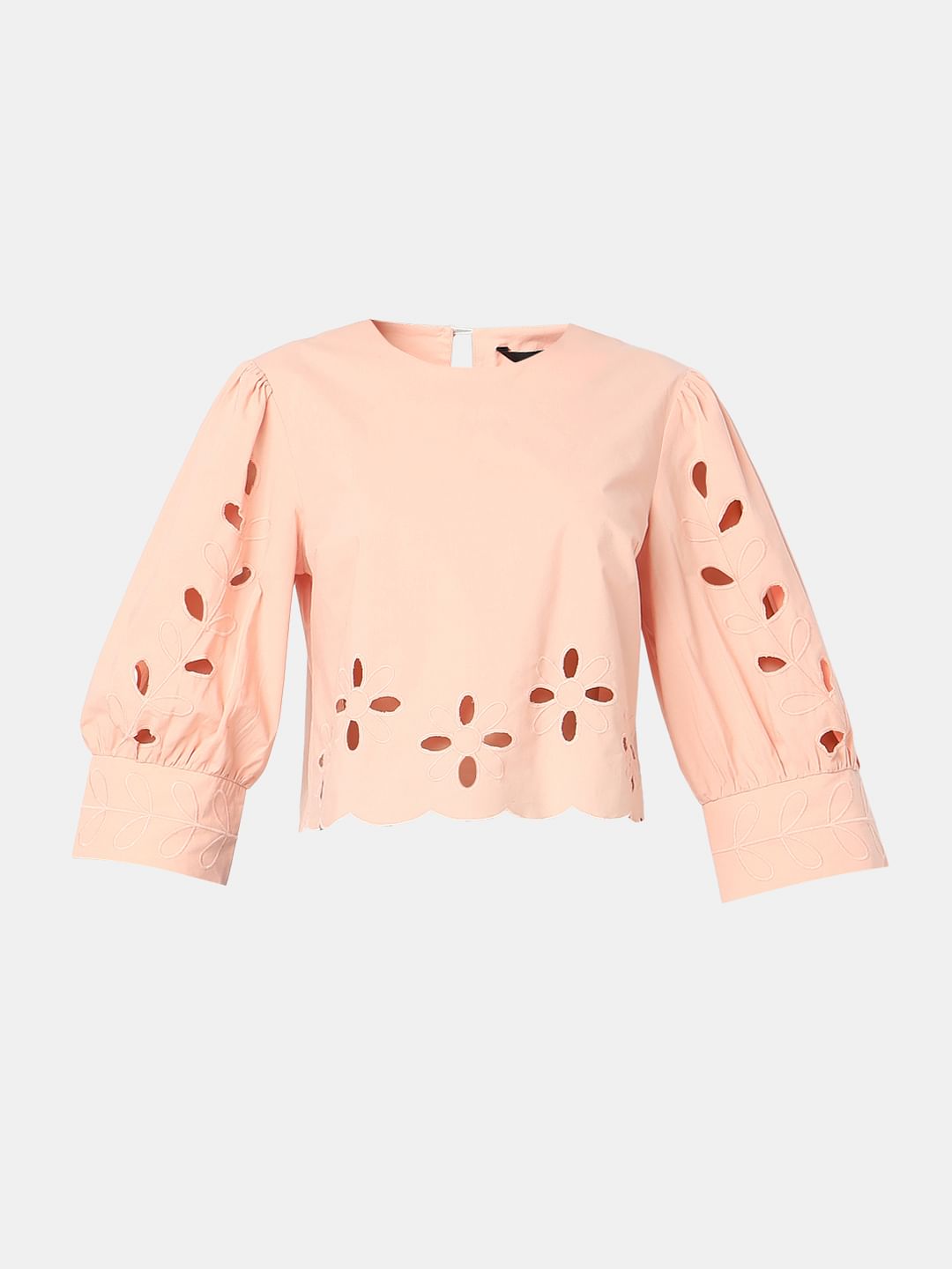 Pink Cut-Work Detail Top