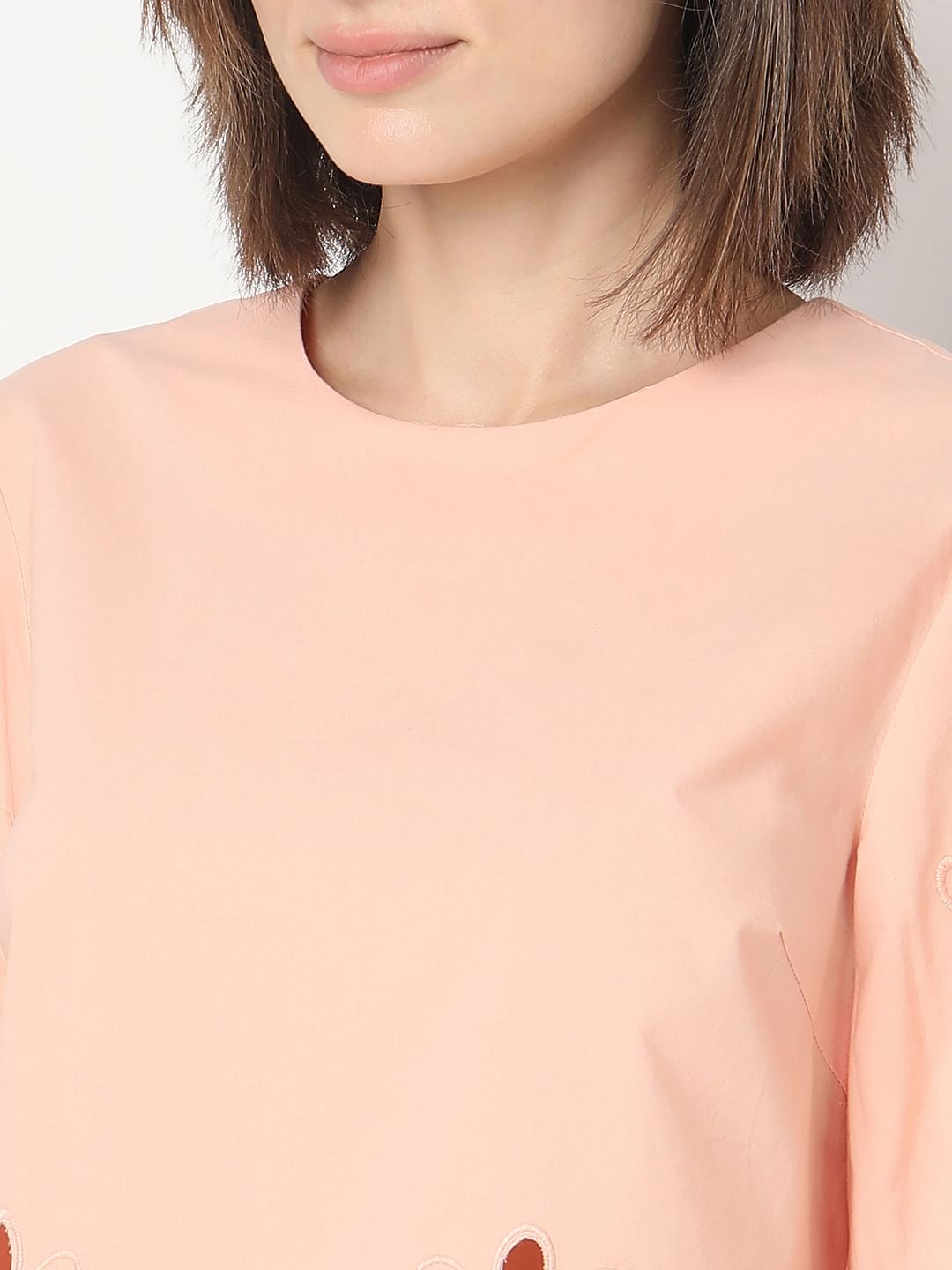 Pink Cut-Work Detail Top