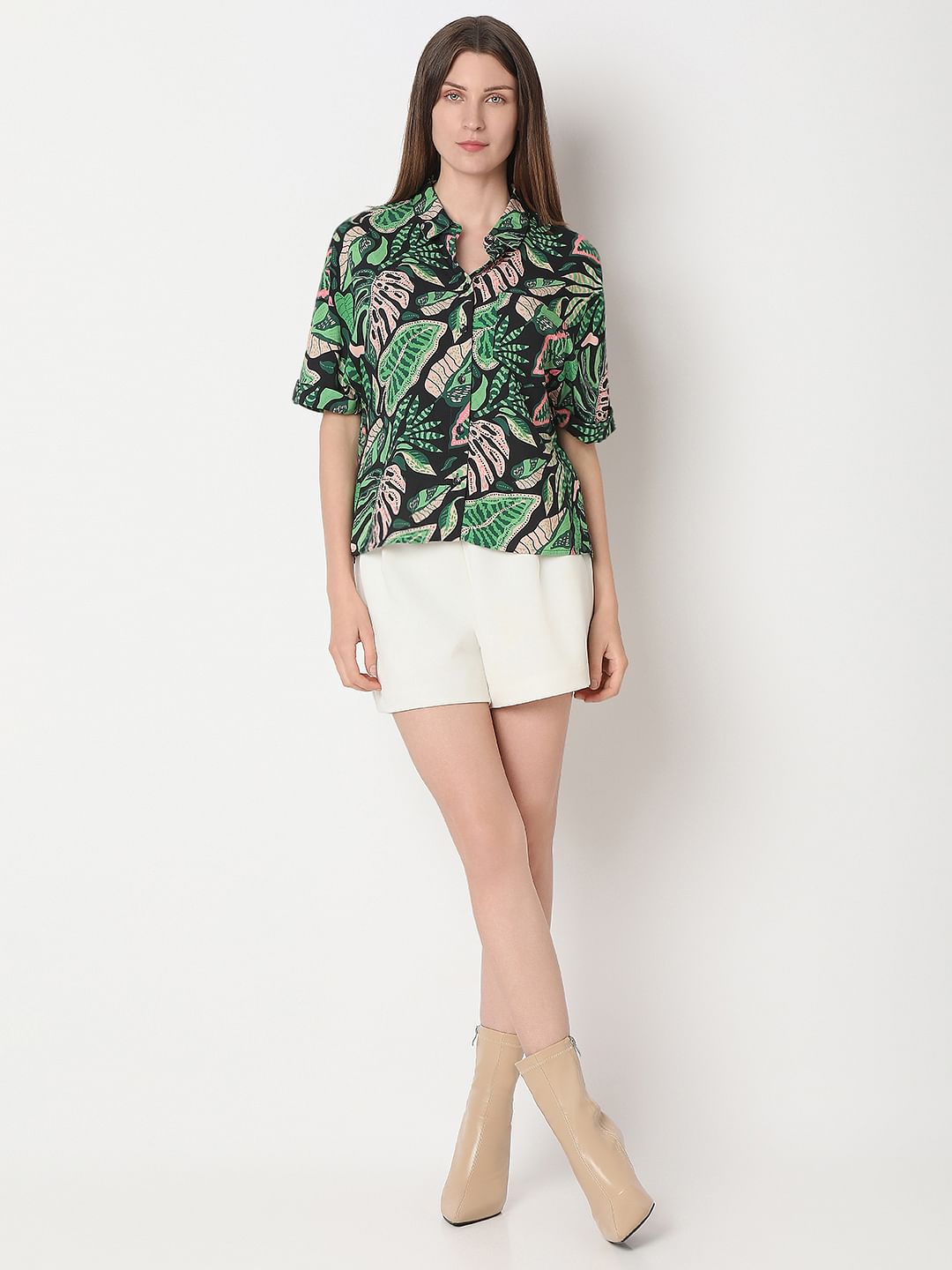 Green Printed Viscose Shirt