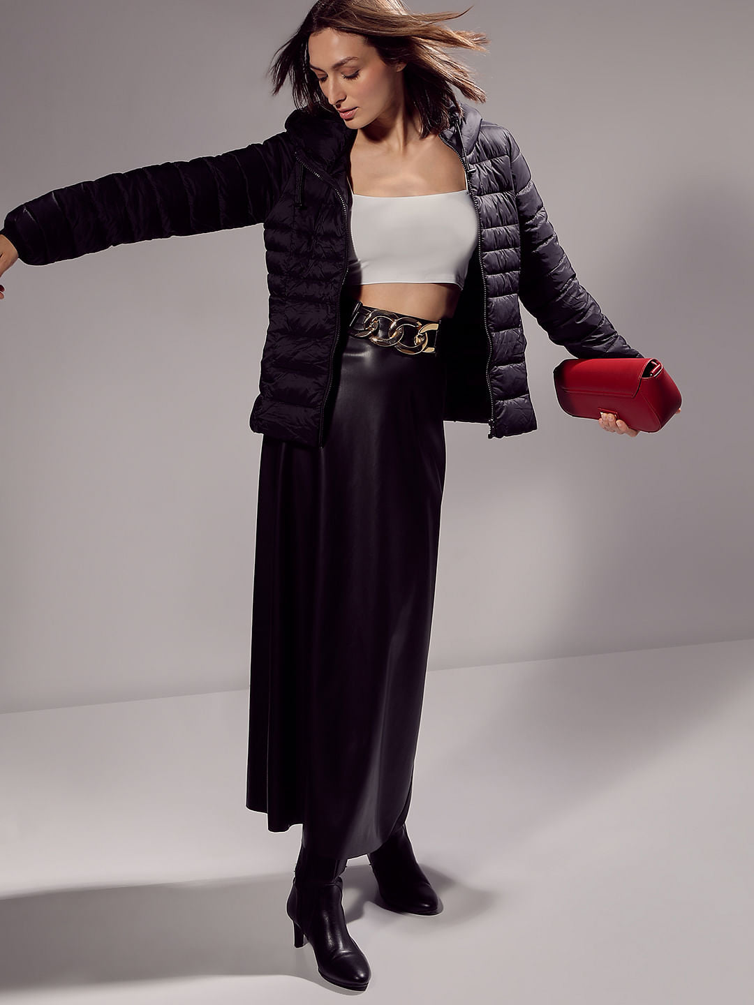 Black Short Hooded Puffer Jacket