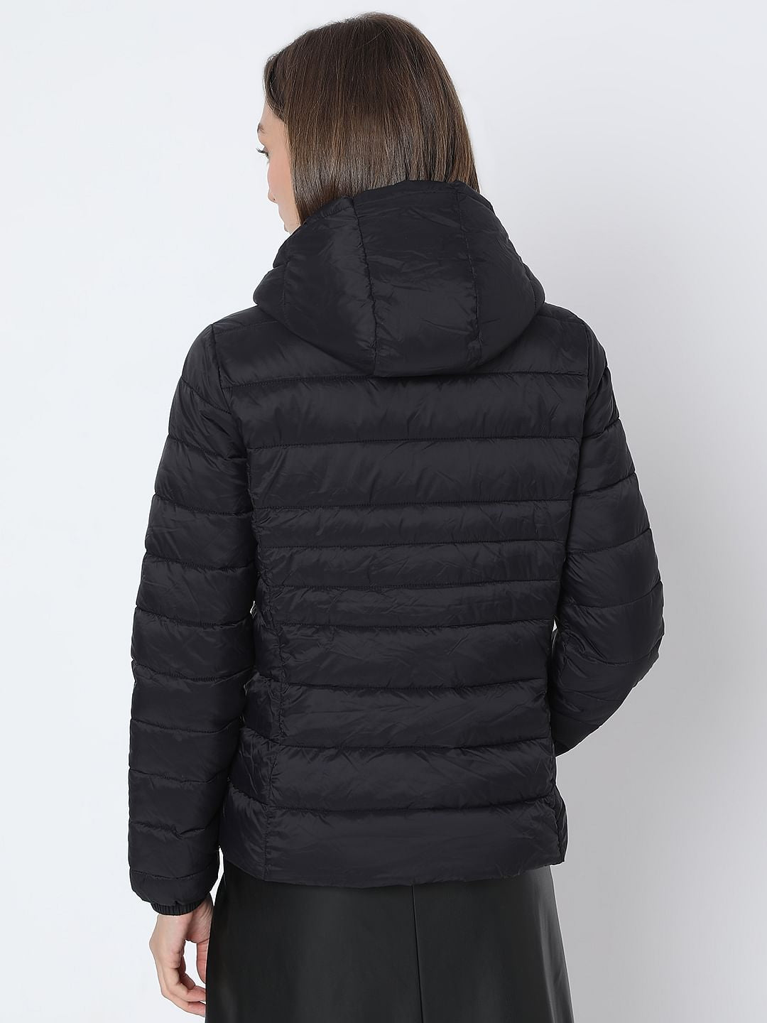 Black Short Hooded Puffer Jacket