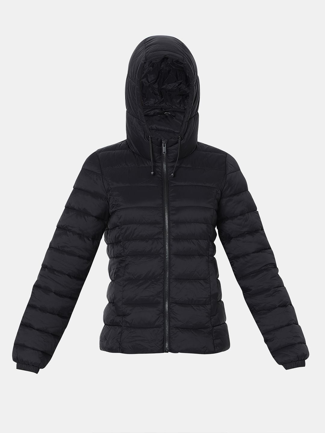Black Short Hooded Puffer Jacket