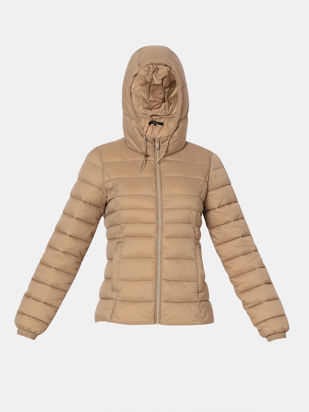 Brown Short Hooded Puffer Jacket