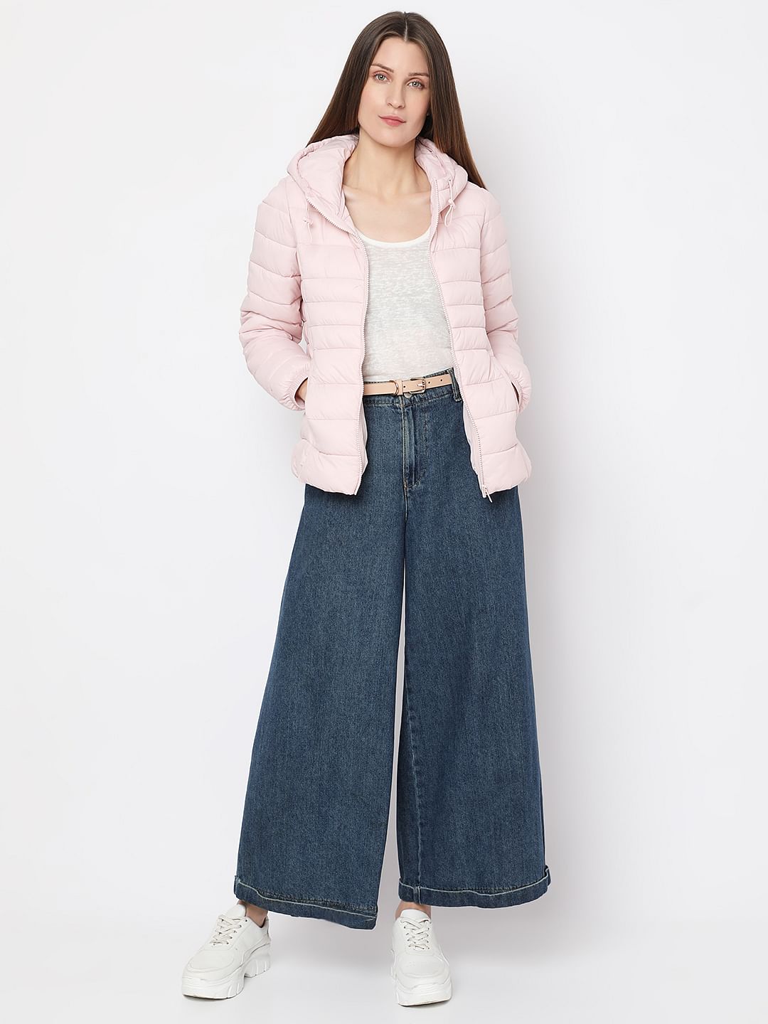 Dusty Pink Short Hooded Puffer Jacket
