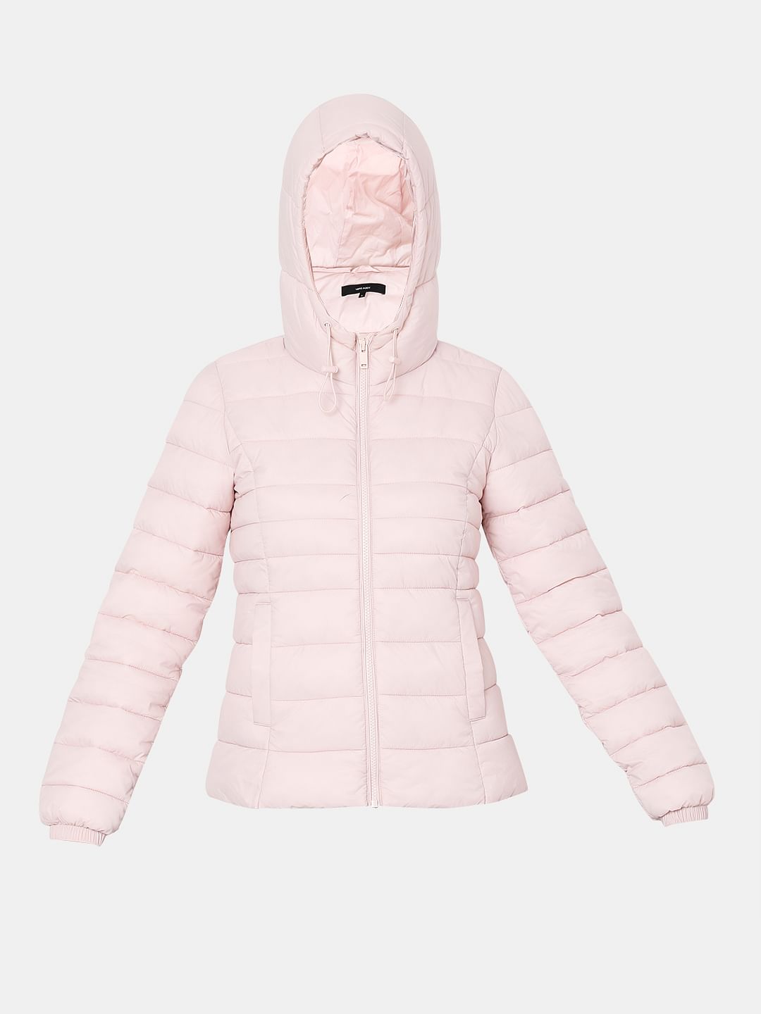 Dusty Pink Short Hooded Puffer Jacket