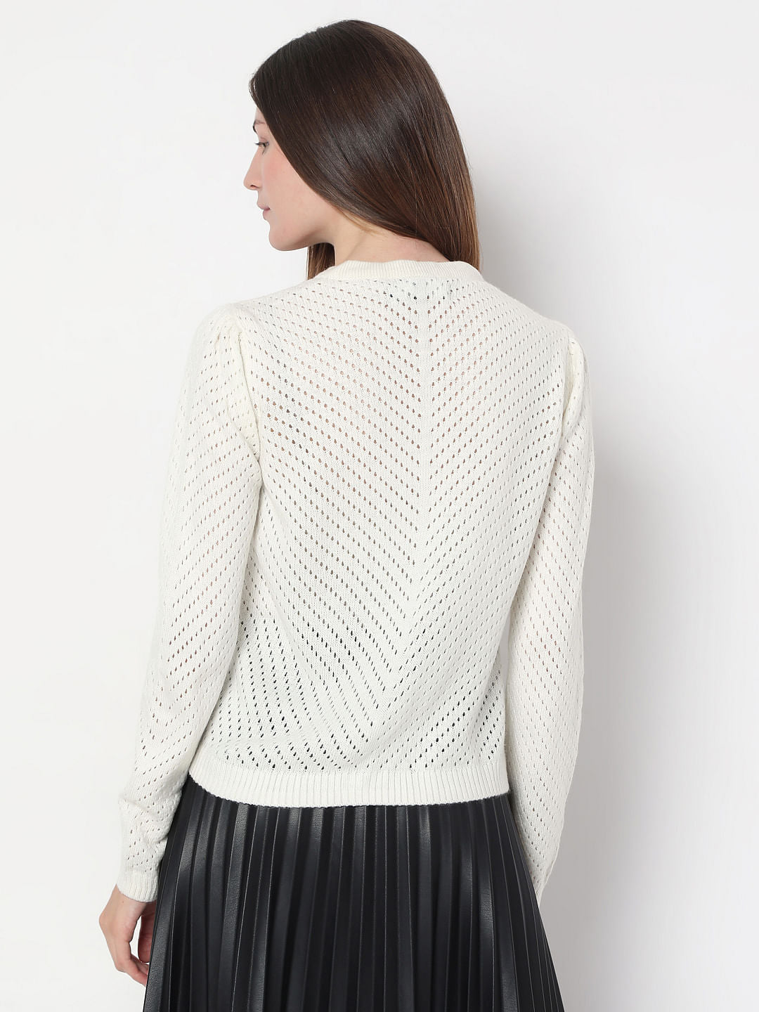 White Sequin Pointelle Cardigan