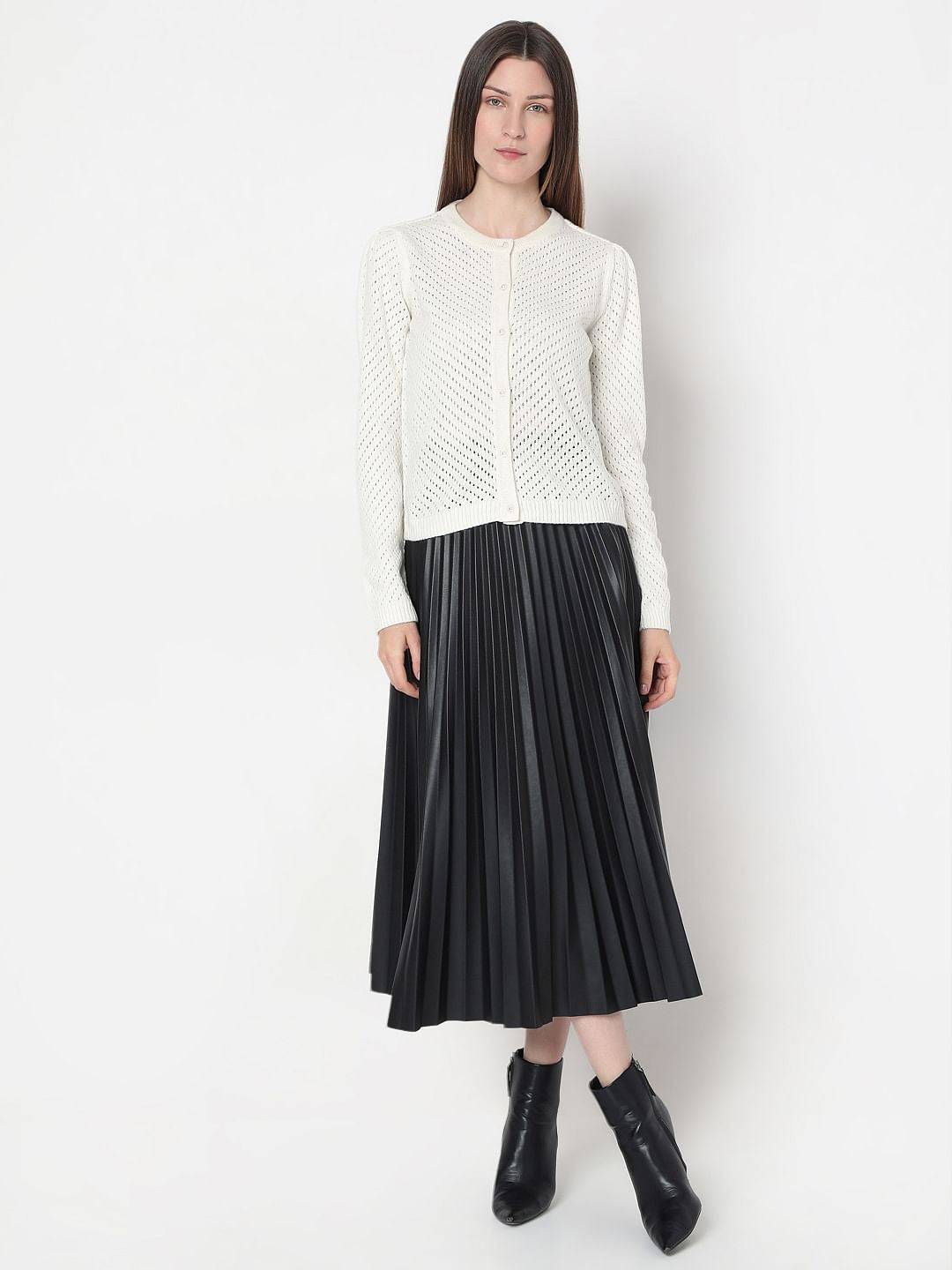 White Sequin Pointelle Cardigan