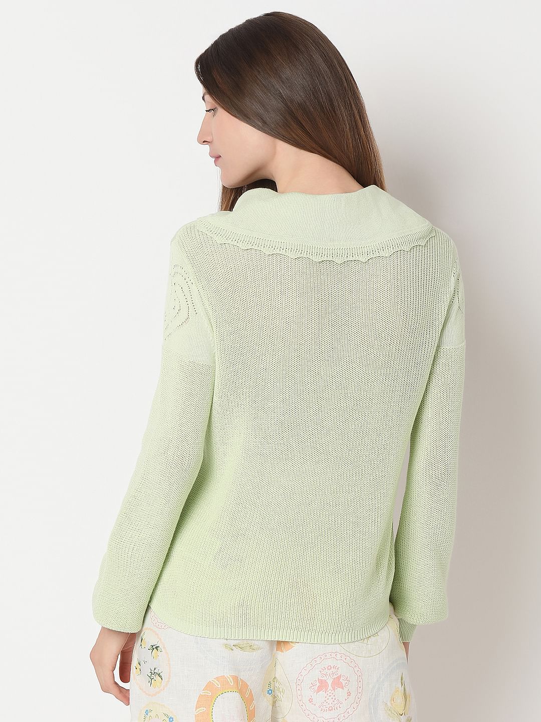Light Green Full Sleeves Knit Top