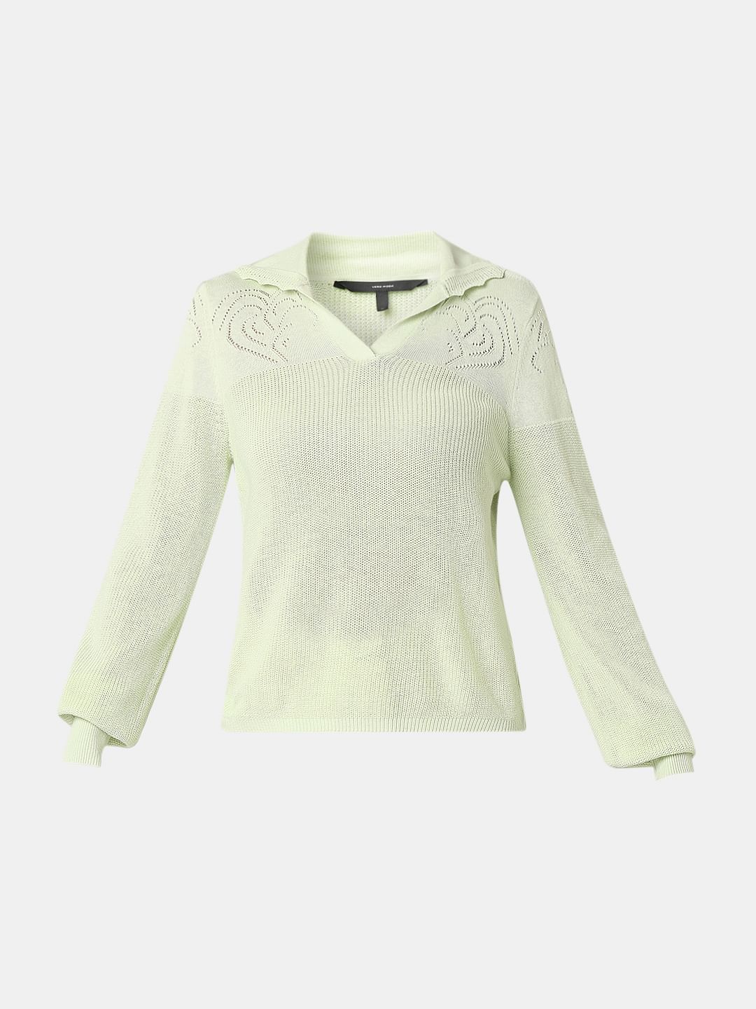Light Green Full Sleeves Knit Top