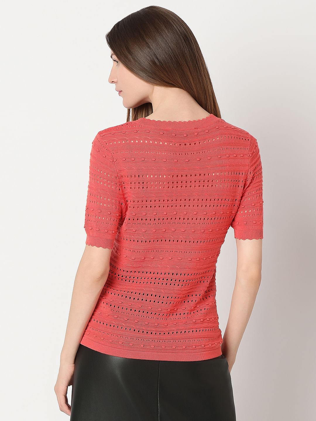 Burnt Orange Textured Knit Top