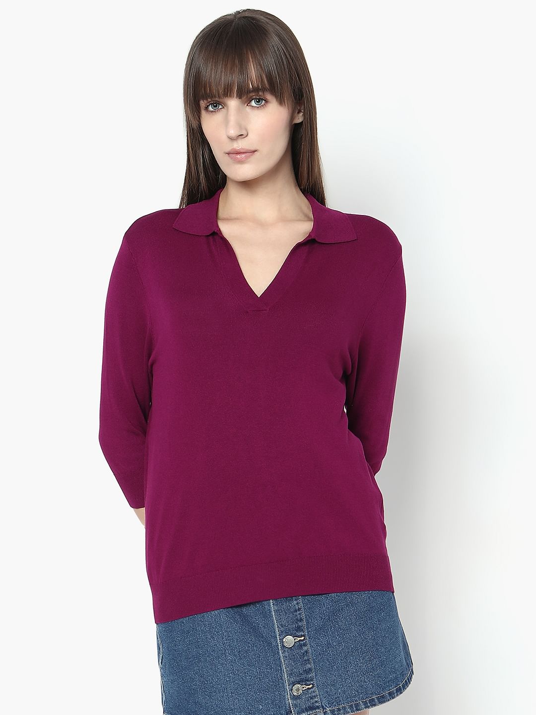Magenta-Purple Knit Top