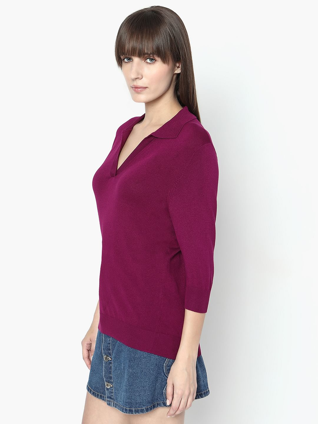 Magenta-Purple Knit Top