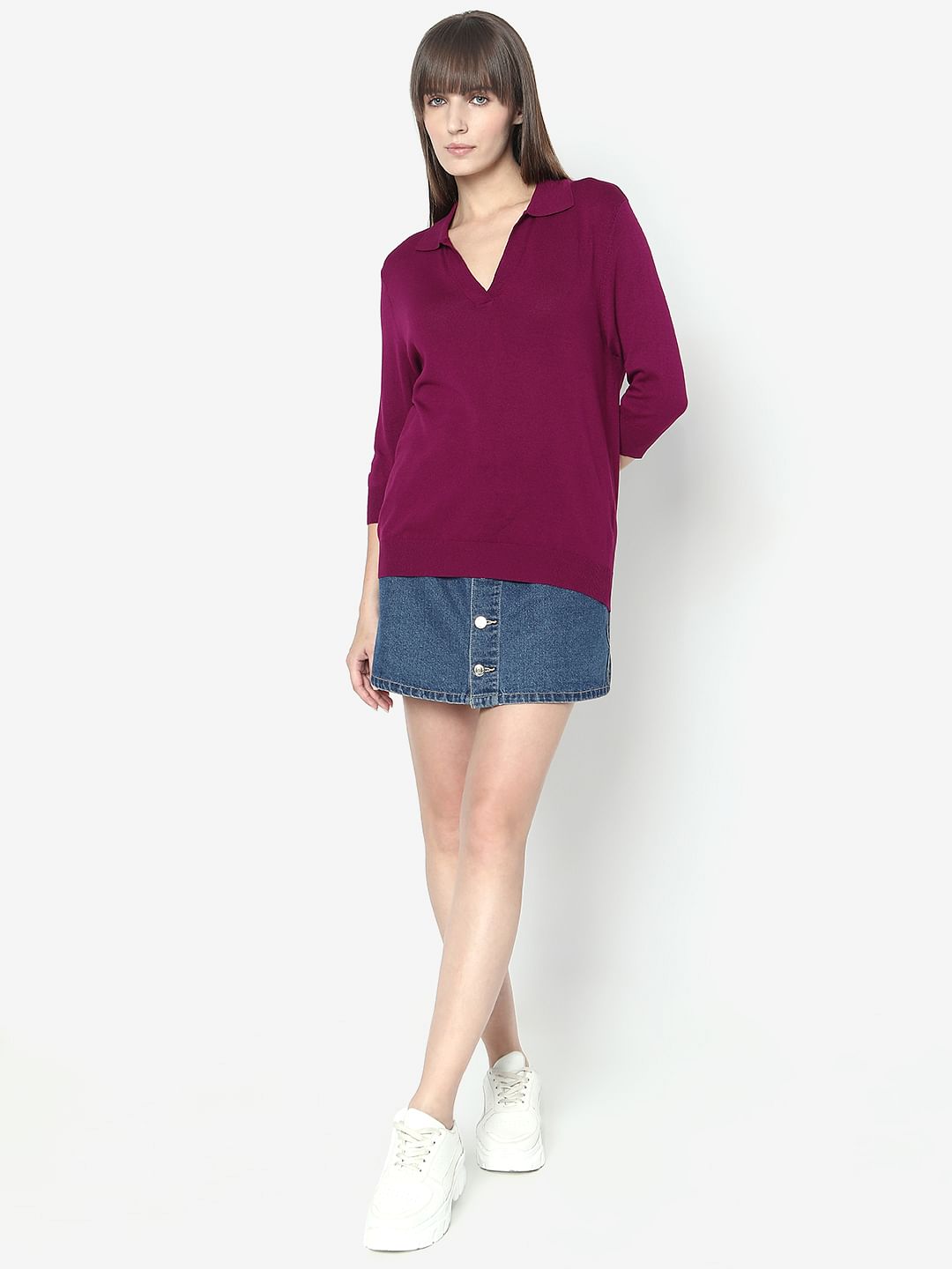 Magenta-Purple Knit Top