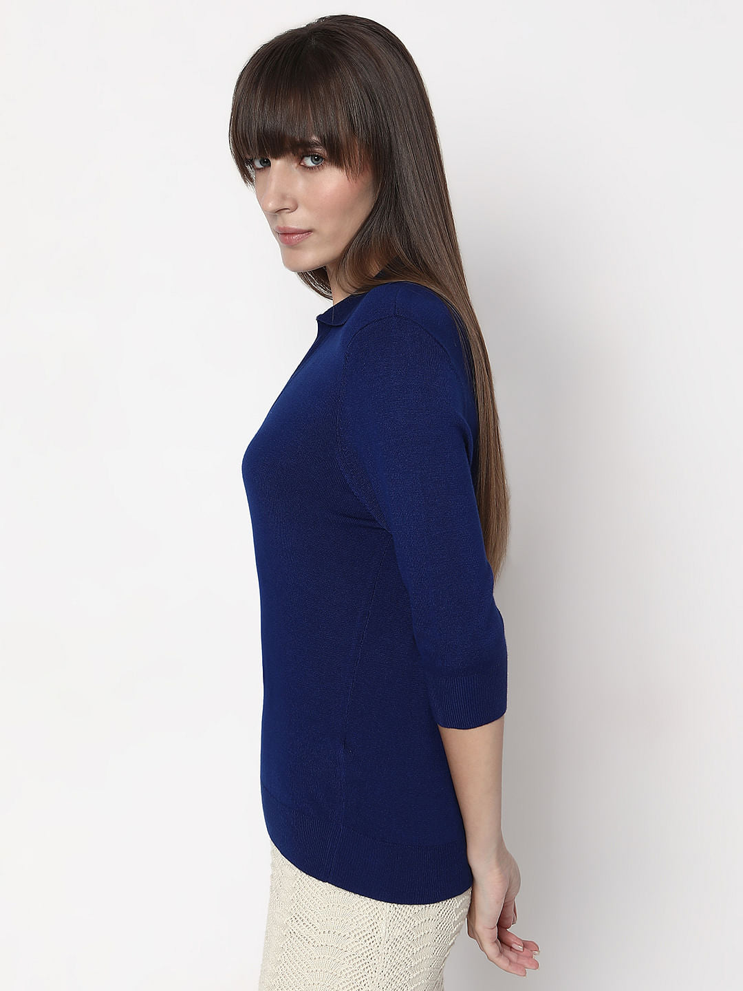 Dark Blue Flat Knit Polo