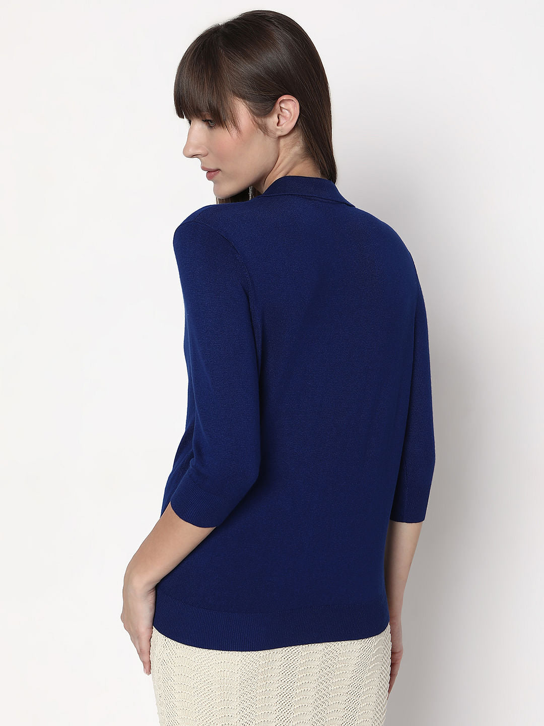 Dark Blue Flat Knit Polo