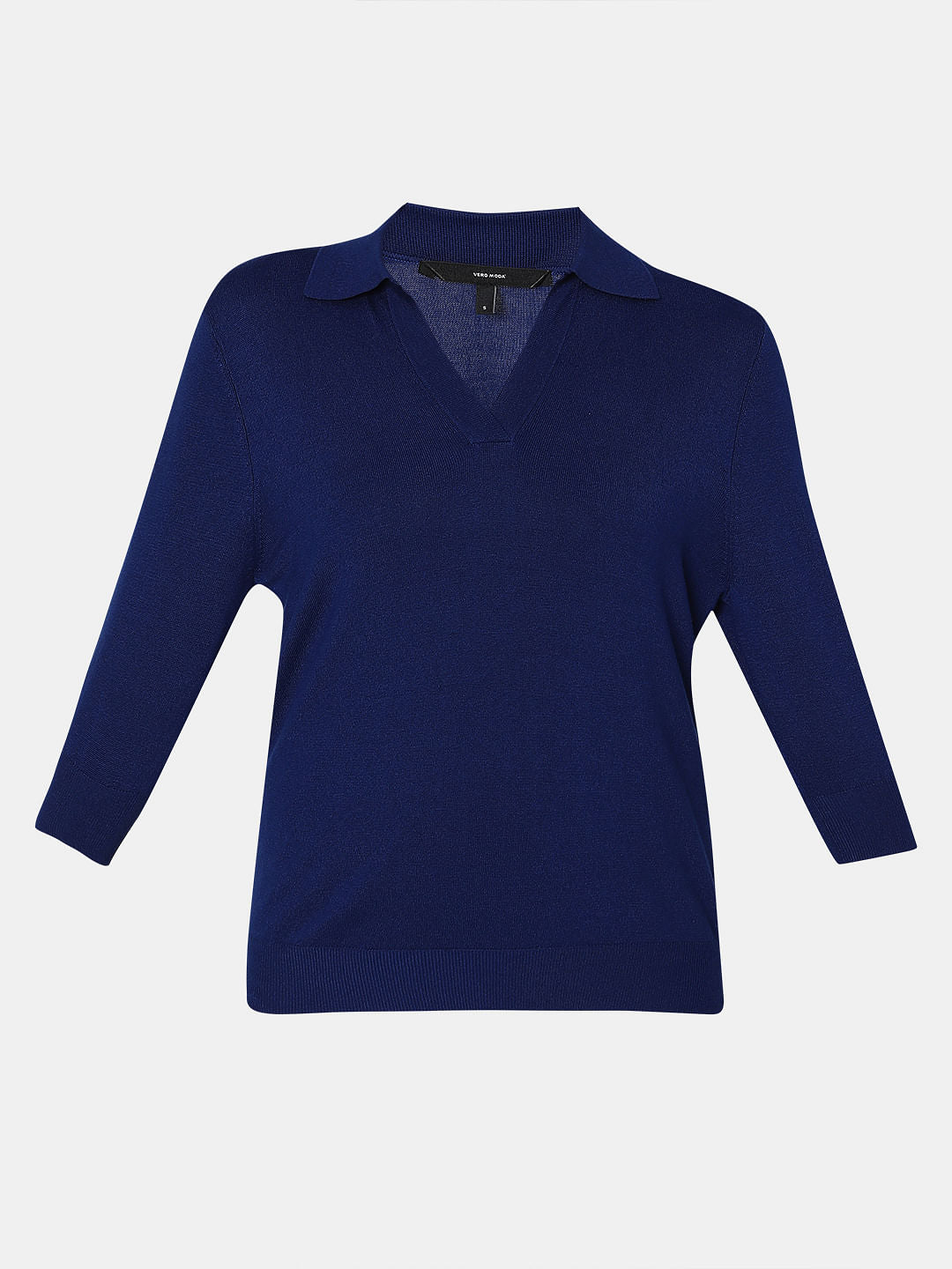 Dark Blue Flat Knit Polo