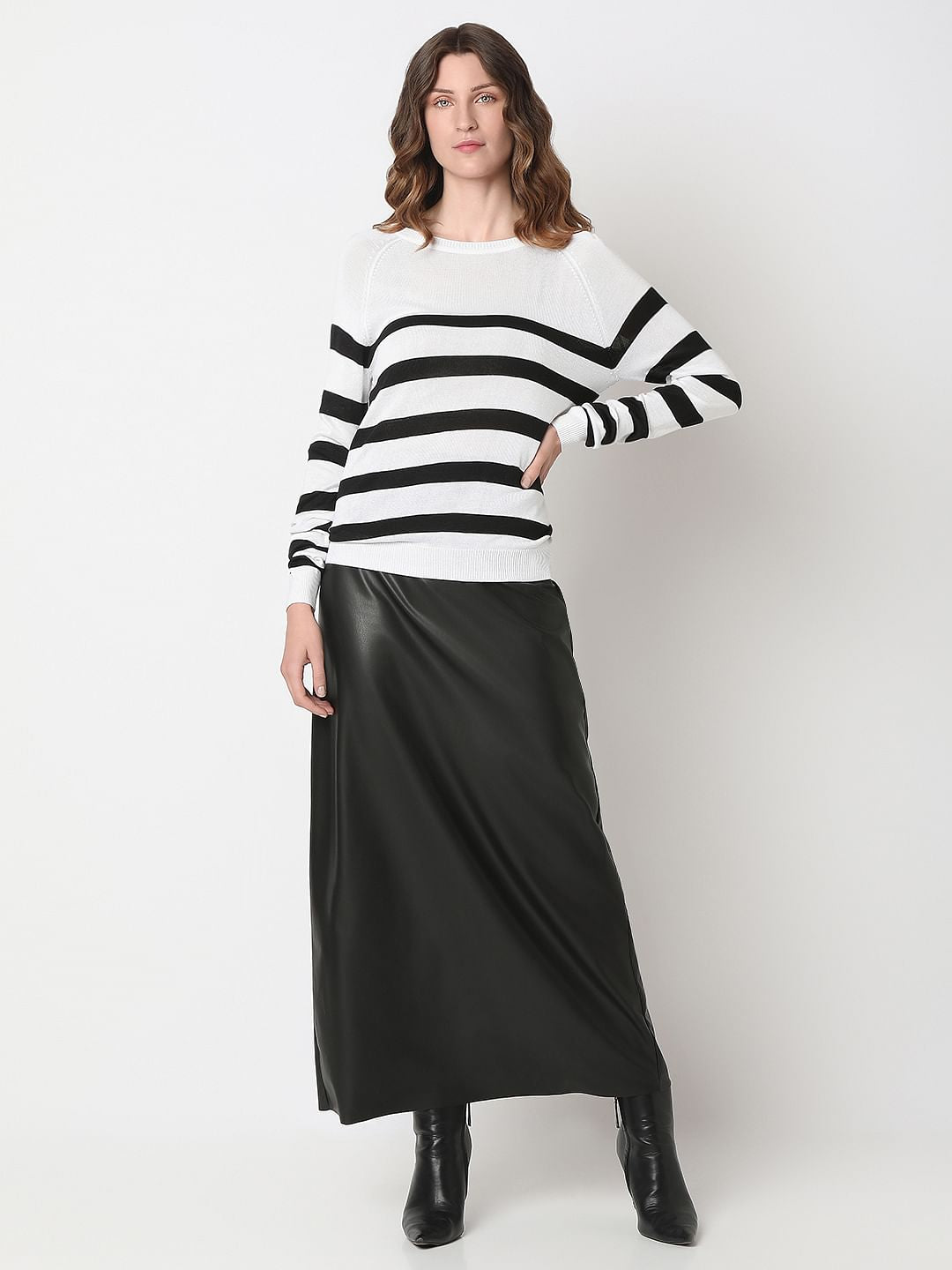 White Striped Knit Top