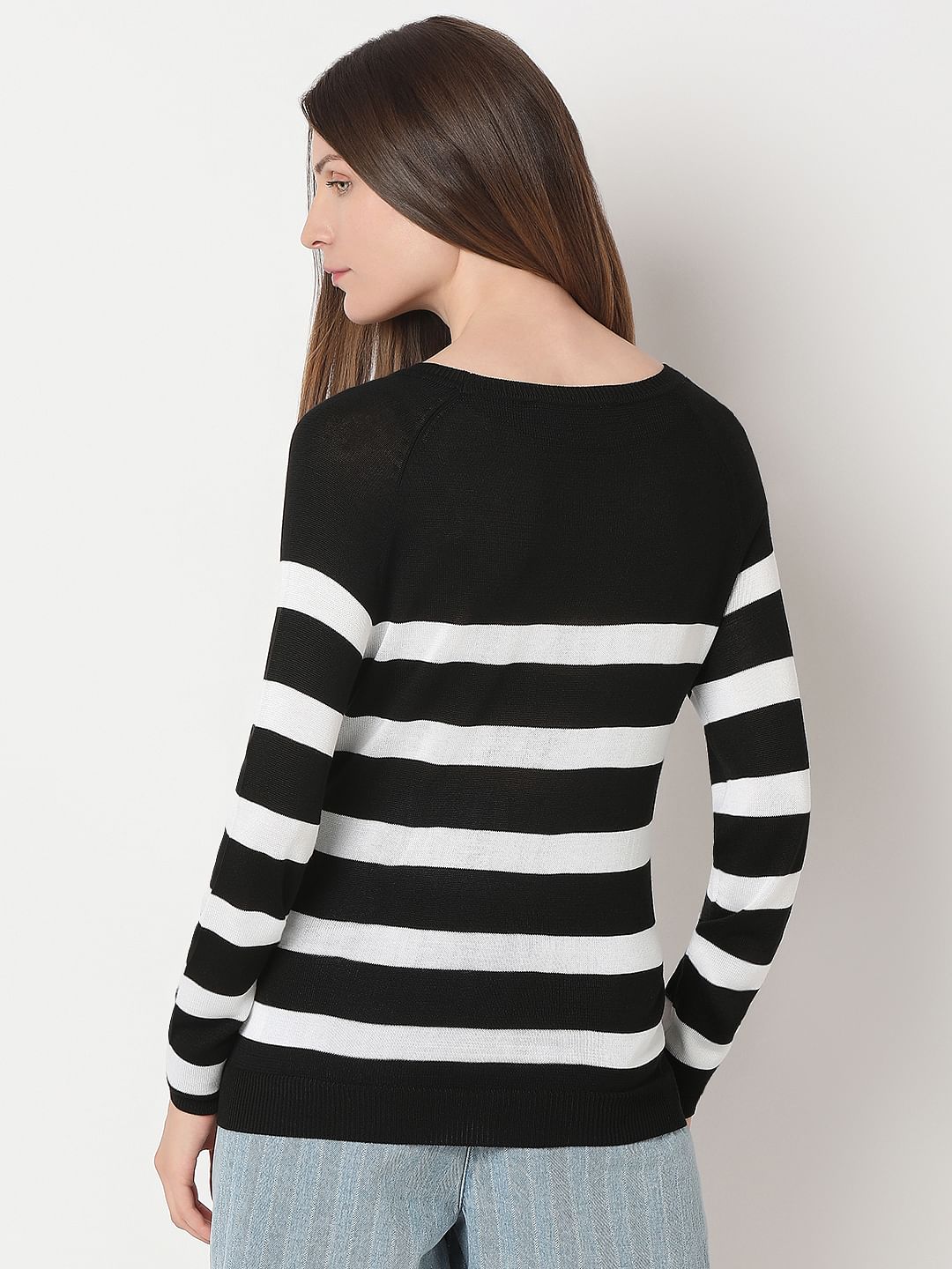 Black Striped Knit Top