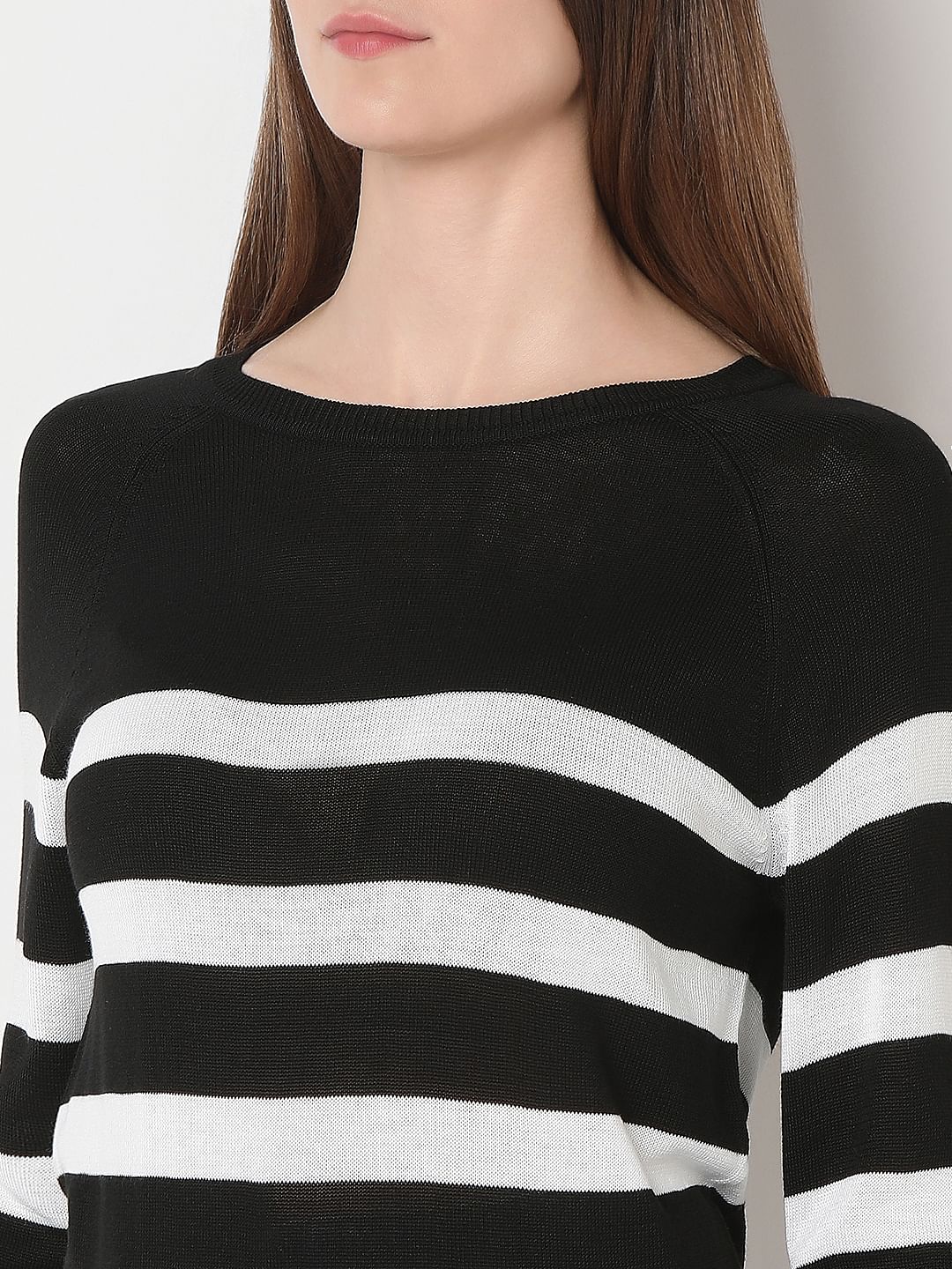Black Striped Knit Top