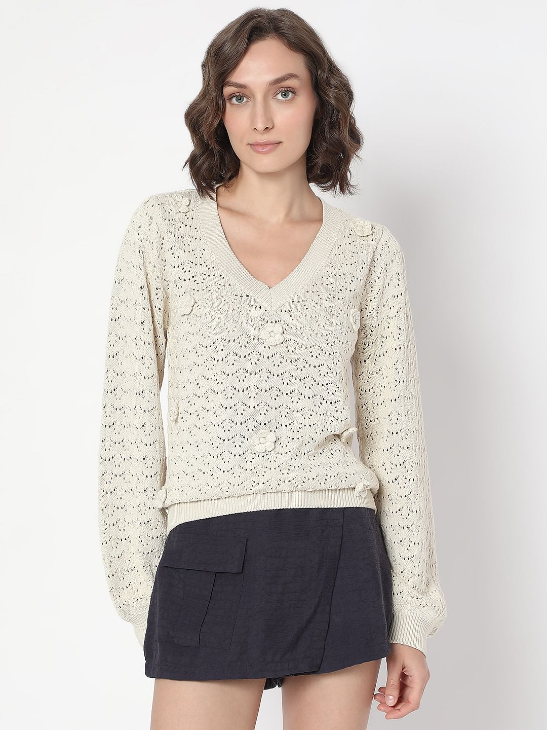 White Flat Knit Top