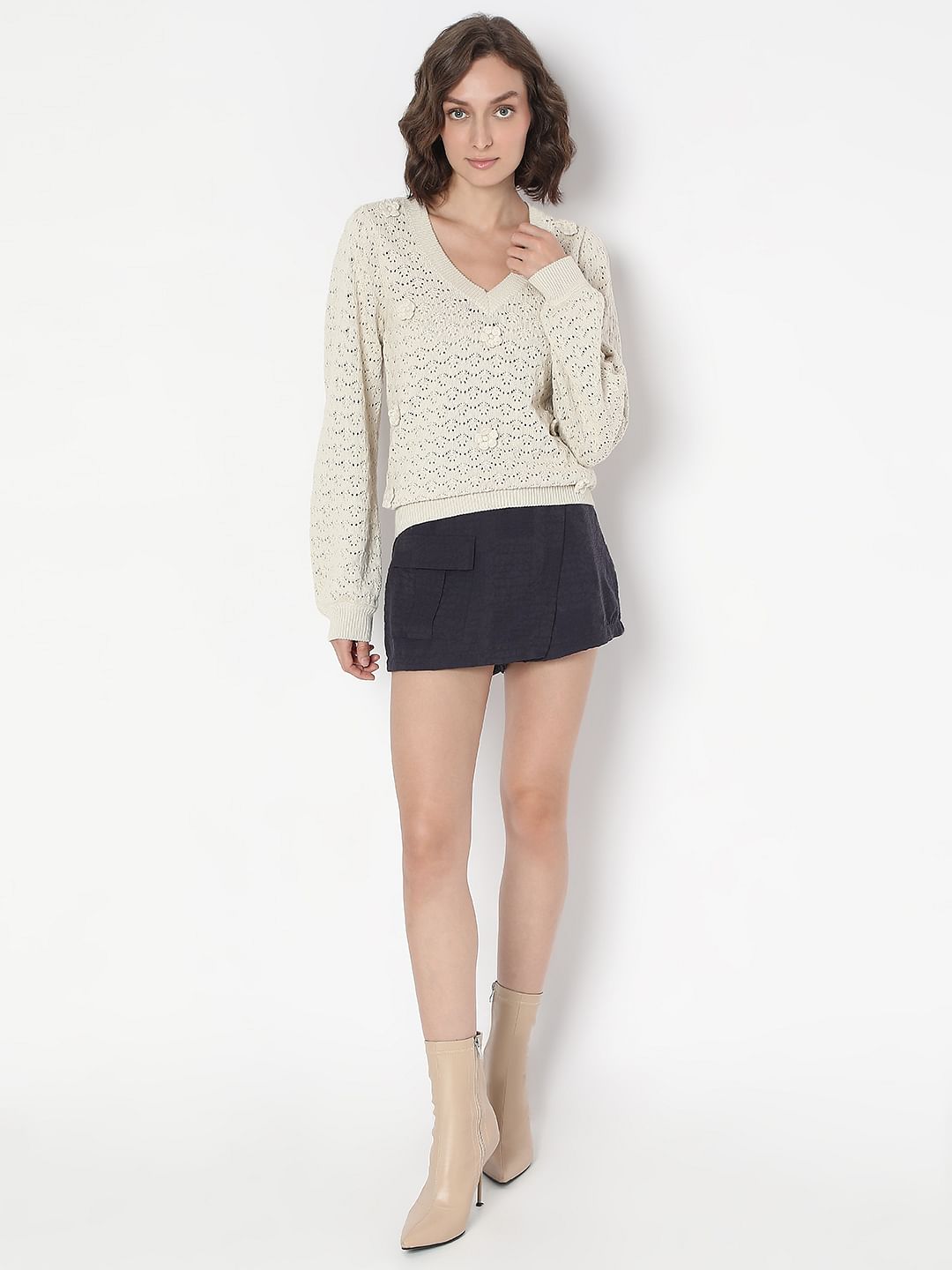 White Flat Knit Top