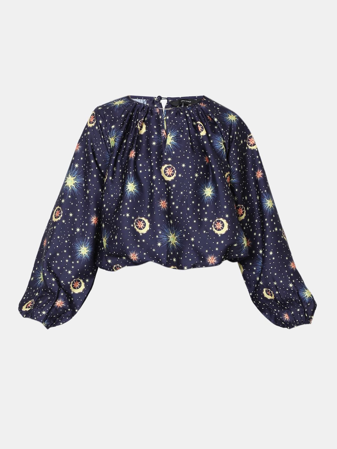 Navy Blue Printed Top