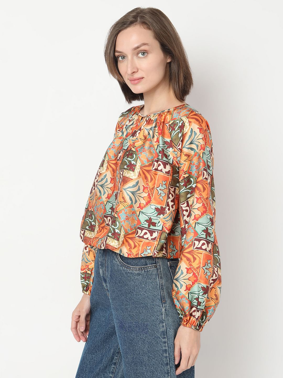 Rust Printed Top
