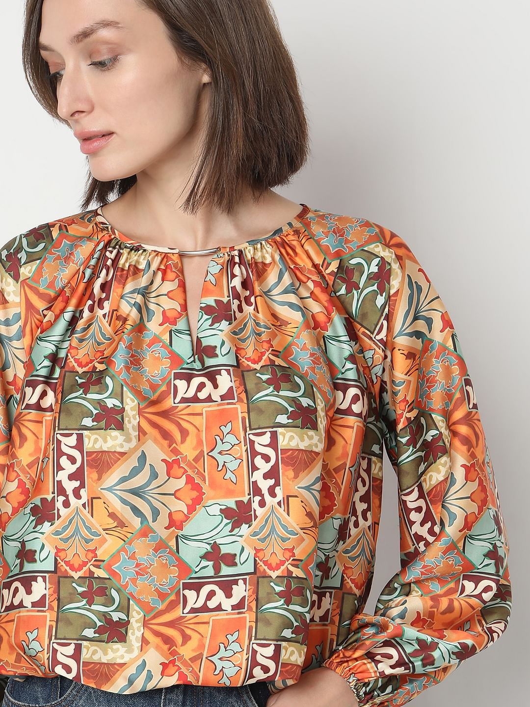 Rust Printed Top