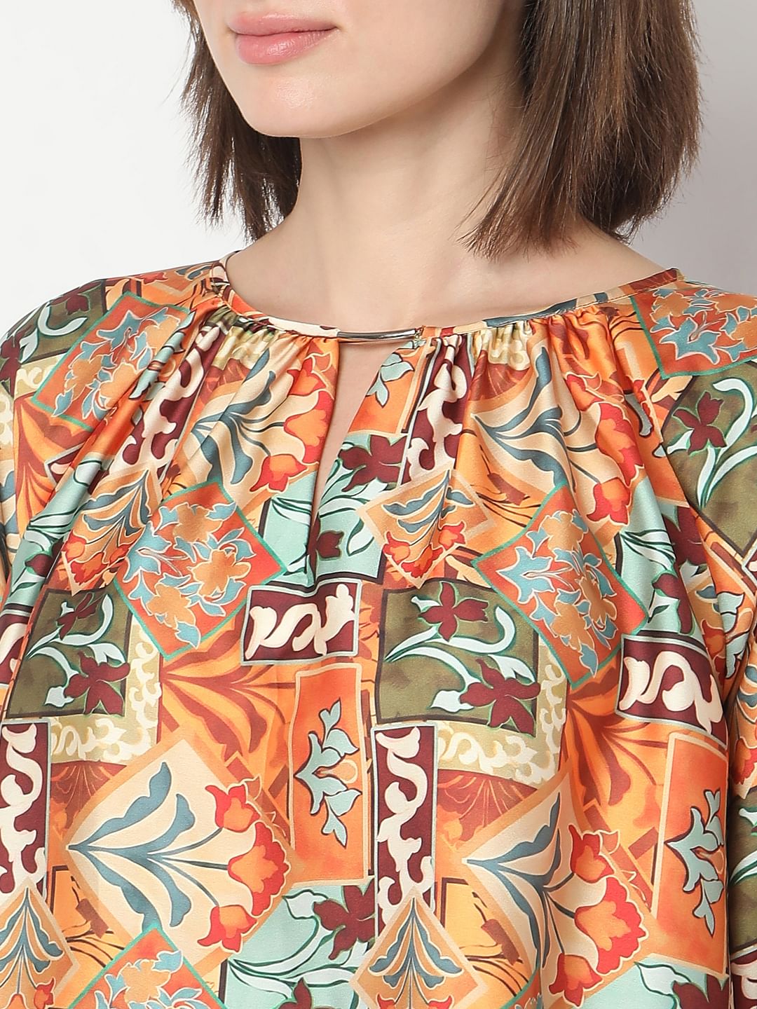 Rust Printed Top