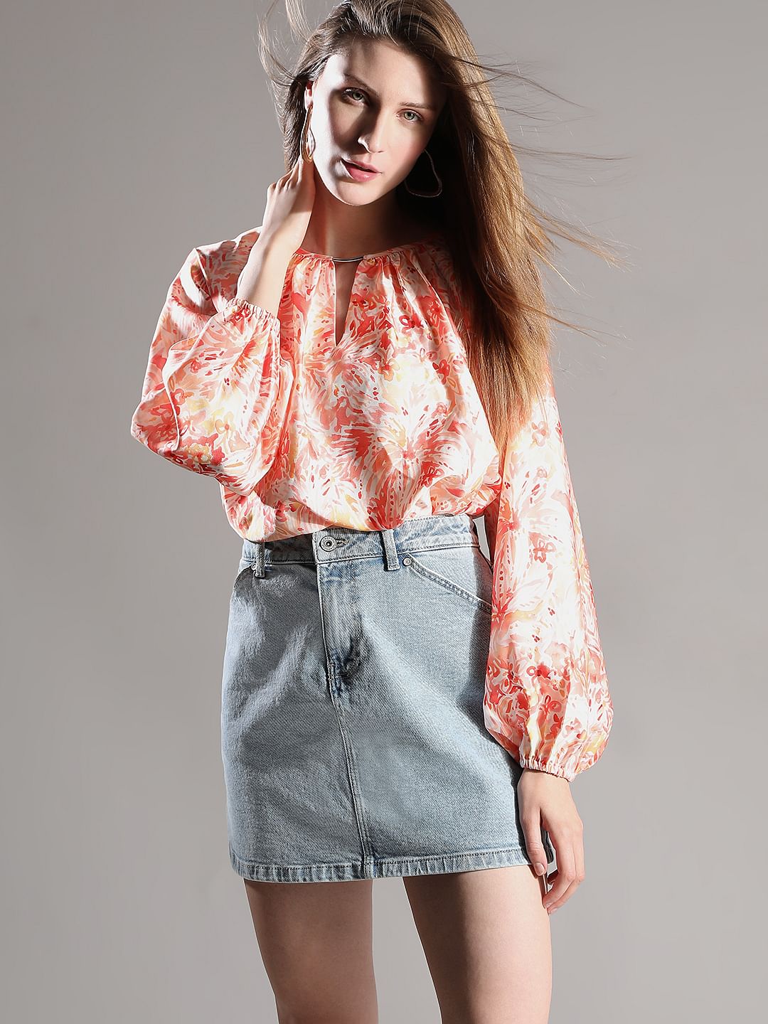 Tangerine Printed Top