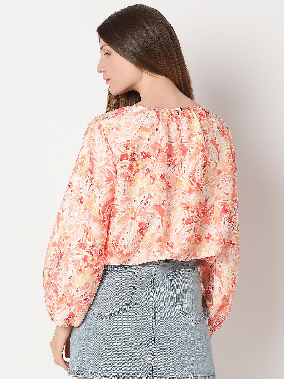 Tangerine Printed Top