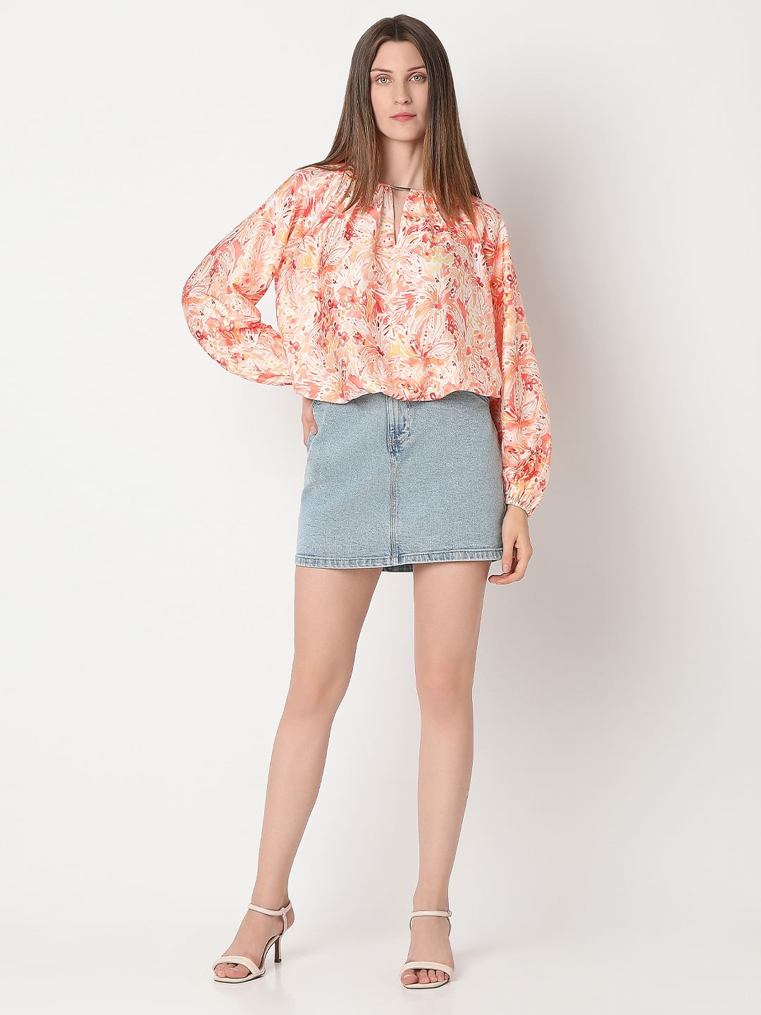 Tangerine Printed Top