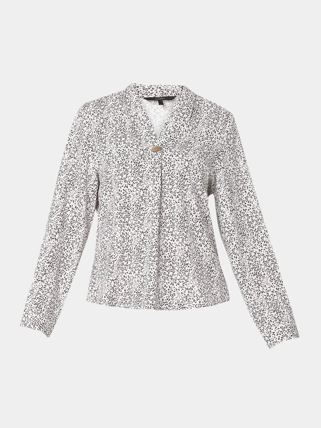 White Ditsy Animal Print Top