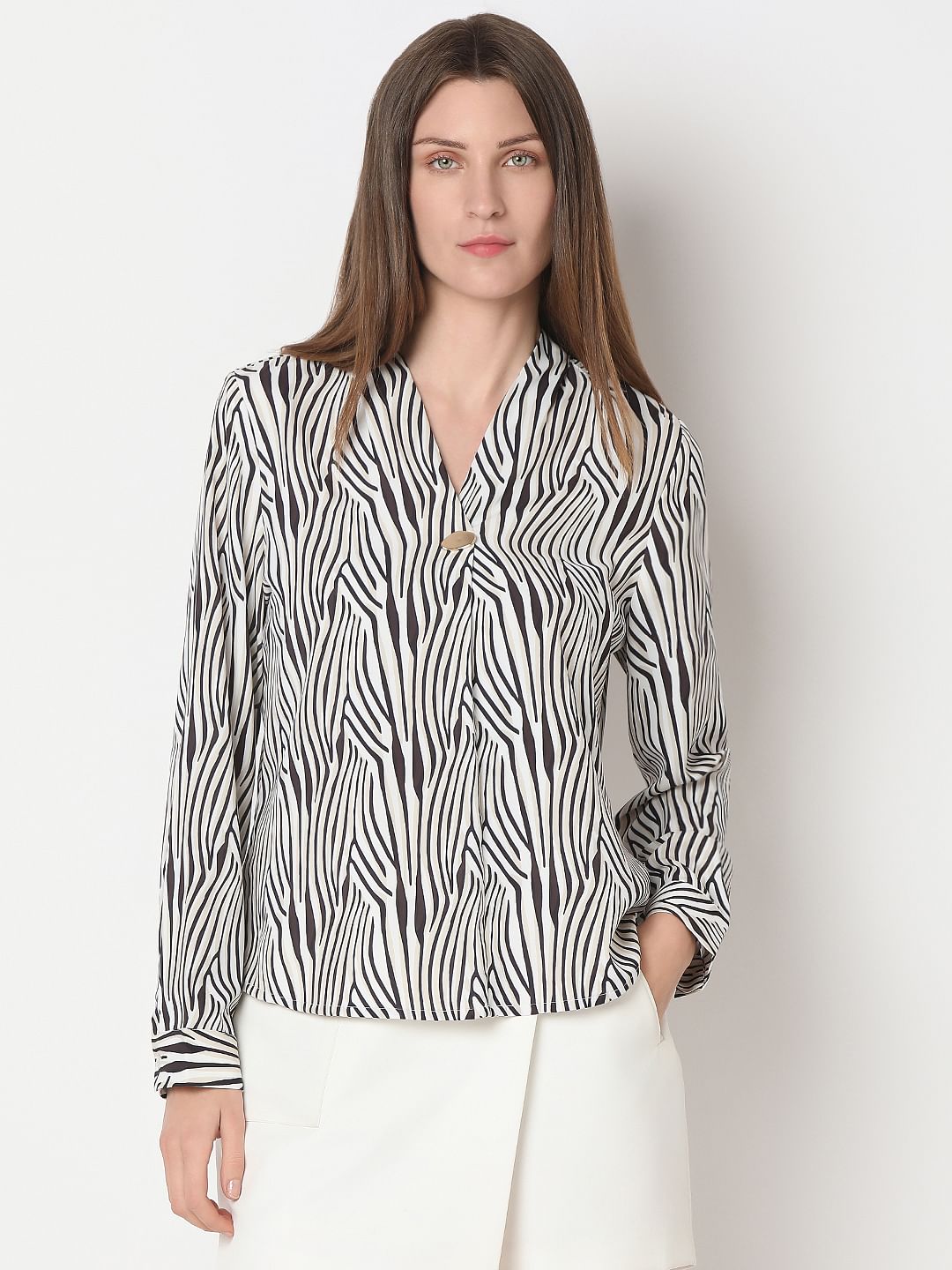 White Printed Top
