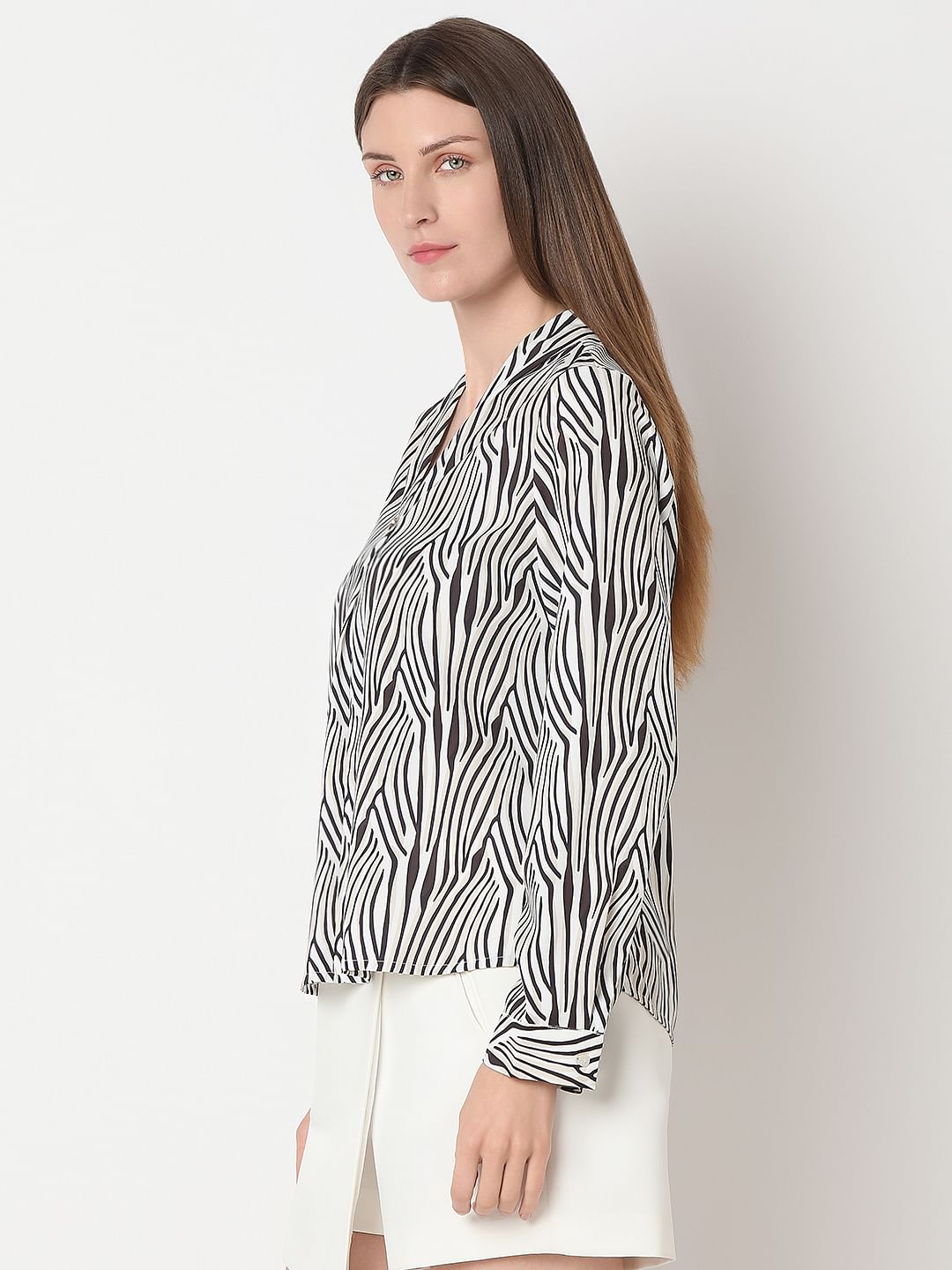 White Printed Top