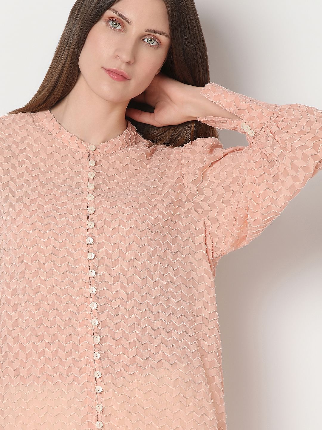 Peach Textured Shirt