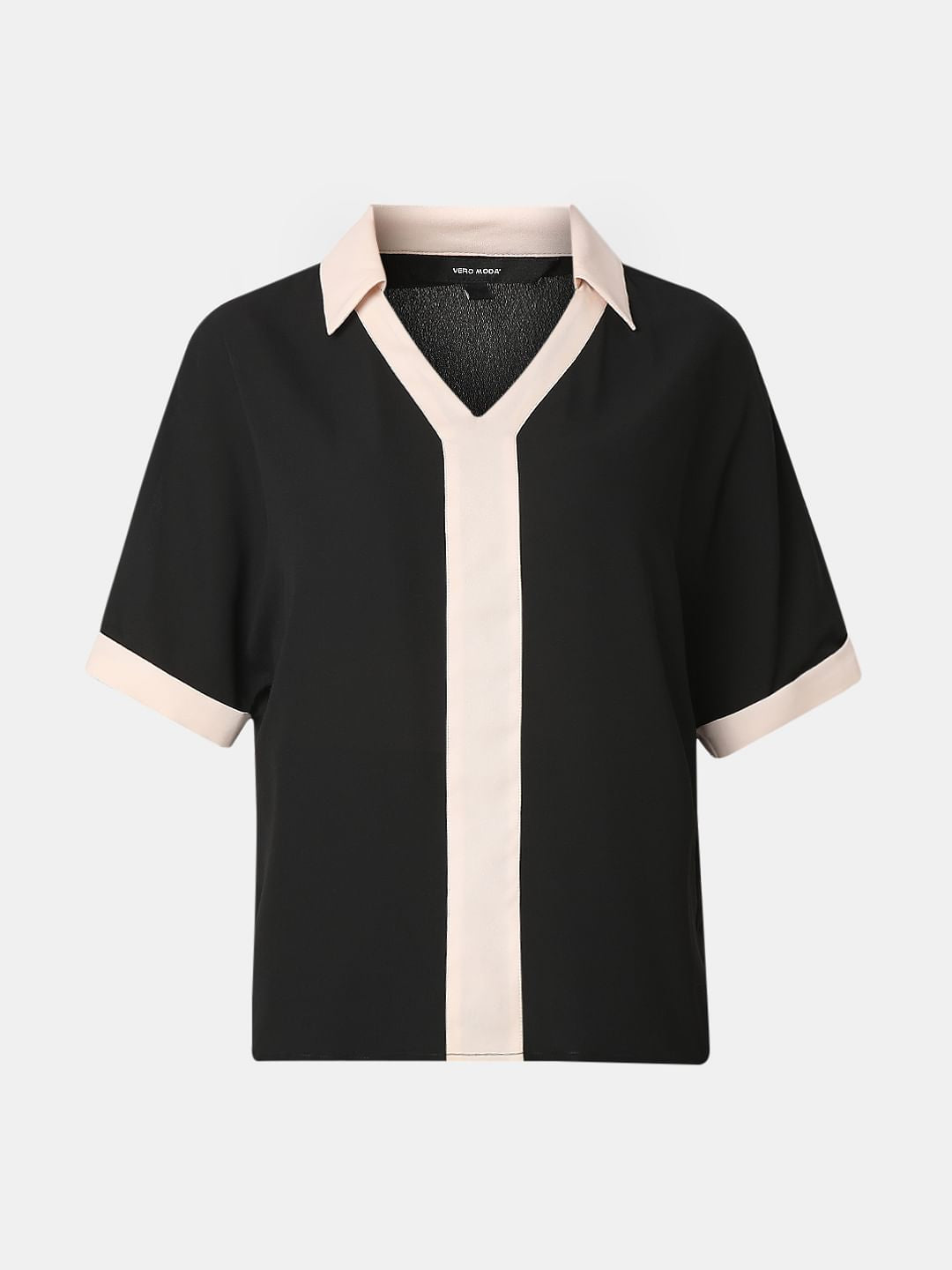 Black Contrast Tape Top