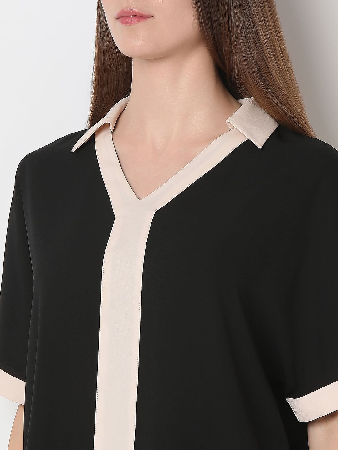 Black Contrast Tape Top