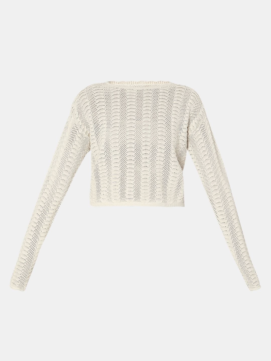 Off-White Knitted Co-Ord Set Top