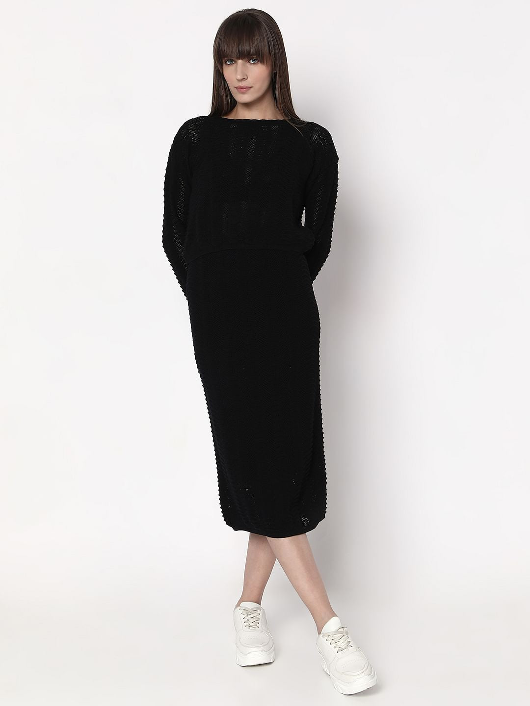 Black Knitted Co-Ord Set Top