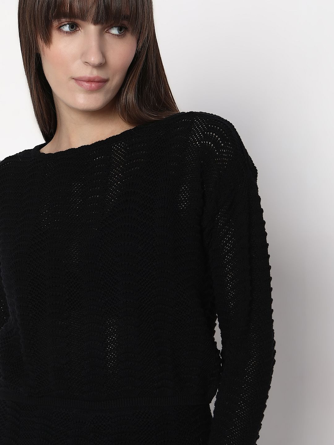 Black Knitted Co-Ord Set Top