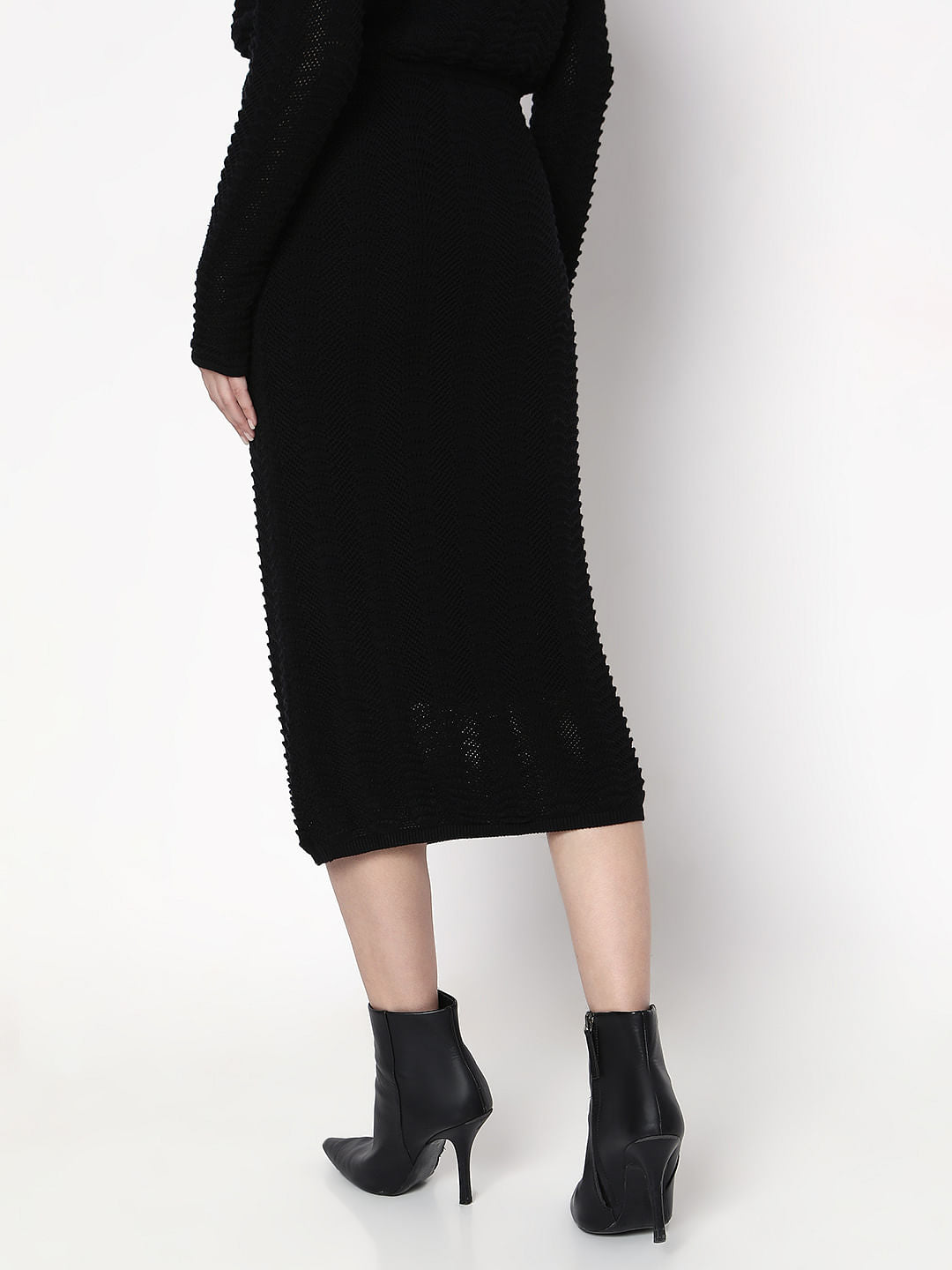 Black Knitted Co-Ord Set Skirt